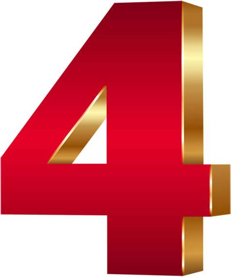 3d Number Four Red Gold Png Clip Art Image Imagenes De Diablos