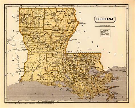 Antique Map Of Louisiana 1845 Drawing By Mountain Dreams