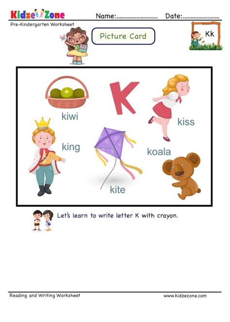 Picture Cards Letter K Worksheet Recognize Letter By Linking To Words