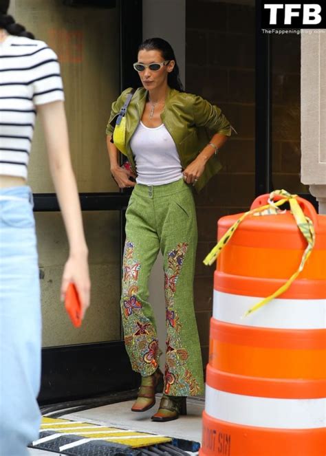 braless bella hadid wears the cutest lime green look while out in nyc 54 photos thefappening