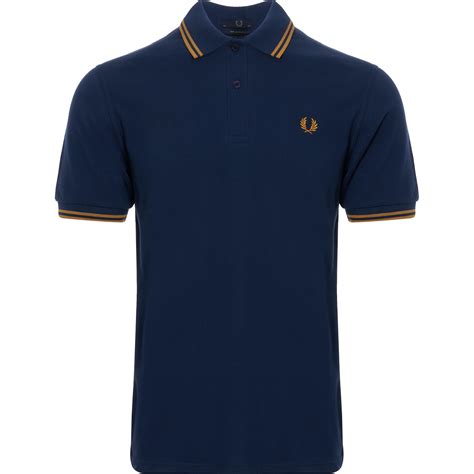 lyst fred perry authentic m12 twin tipped polo shirt french navy in blue for men