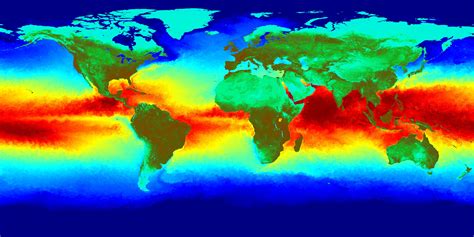 Nasa Svs Global Sea Surface Temperature With Land Vegetation