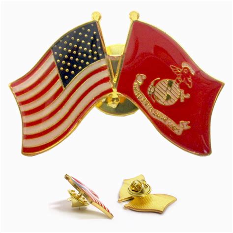 Pc Marine Corps American Crossed Flags Lapel Pin Us Flag Military