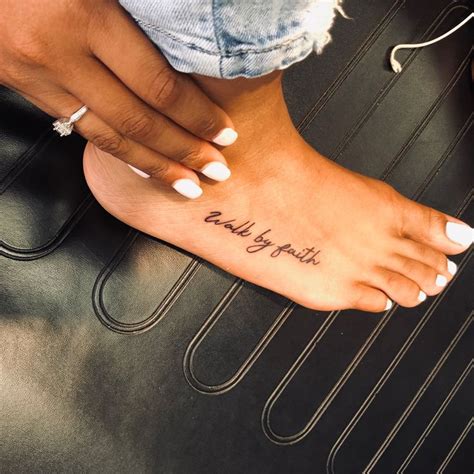 Walk By Faith Tattoo Foot Tattoos Girls Foot Tattoos Foot Tattoo Quotes