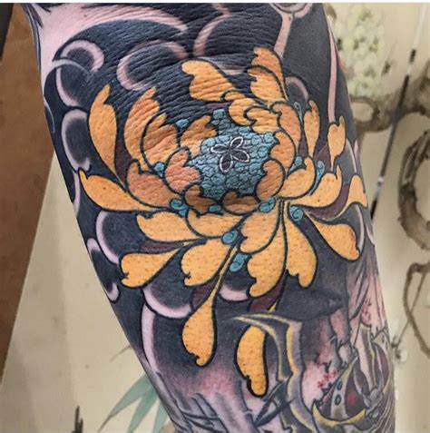 Freehand Elbow Chrysanthemum Piece To Finish My Sleeve Done By Victor