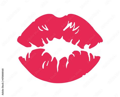 Kiss Sign Lipstick Mark Red Sexy Lips Silhouette Vector