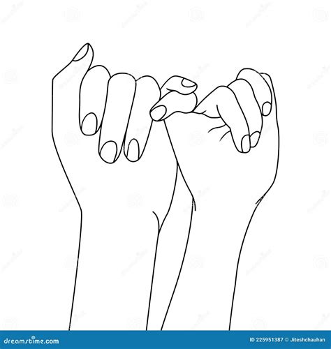 Coloring Pages Finger Locked Pinky Promise Promise Gesture Flat
