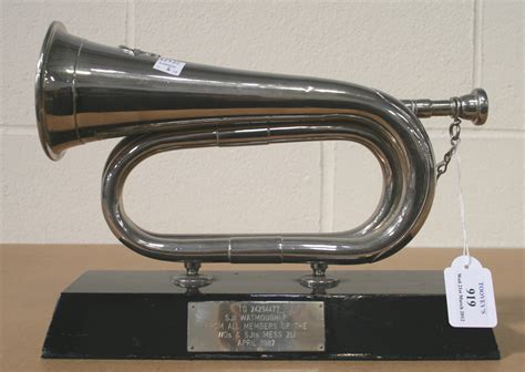 A Plated Bugle By Potters Aldershot With Applied Light Infantry Bugle