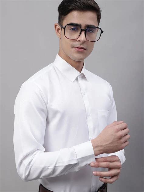 Men S White Dobby Textured Formal Shirt At Rs Men Formal