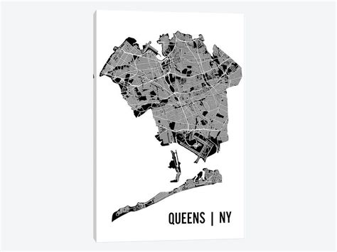 Queens New York Map Queens Neighborhood Map Black And White Road Map