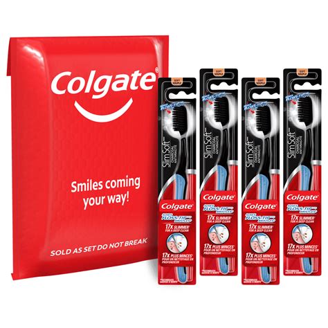 Colgate Slim Soft Charcoal Toothbrush 17x Slimmer Tip Soft Bristles