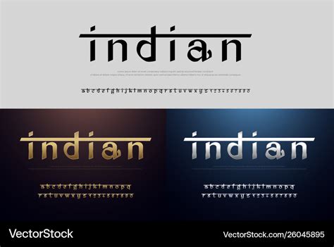India Alphabet Font Silver And Gold Modern Vector Image