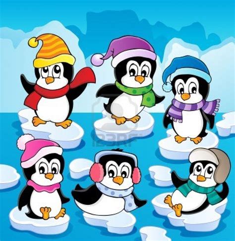 Winter Theme With Penguins 2 Vector Illustration Penguin Cartoon