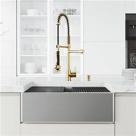Uncover the value of this solid stainless steel kitchen faucet by rugby. VIGO Oxford Stainless Steel Kitchen Sink with Matte Gold ...