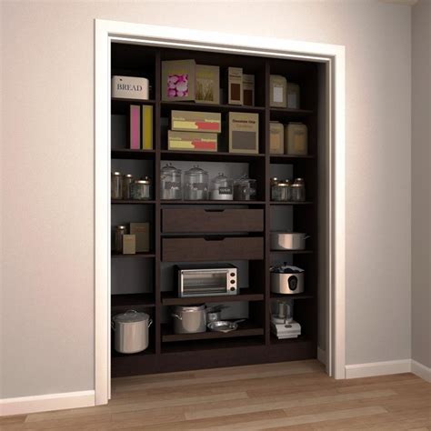 A kitchen pantry is actually a closet to store food items. Modifi 60 in. W x 15 in. D x 84 in. H Melamine Pantry ...
