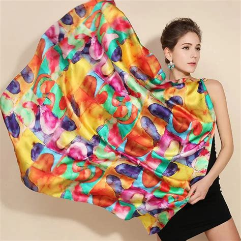 High Quality 100 Real Silk Satin Scarf Shawl Wrap Women Female Fashion Big Square Style Pattern