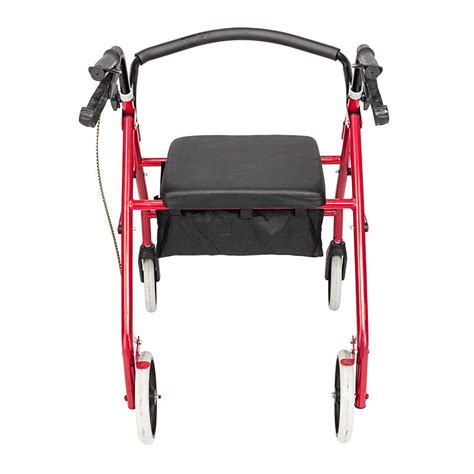 Medical Rollator Fold Up Rolling Senior Walker With Padded Seat Red Ebay
