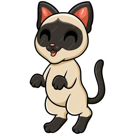 Premium Vector Cute Siamese Cat Cartoon Standing