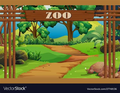Background Scene Zoo With Sign And Trail Vector Image Sponsored