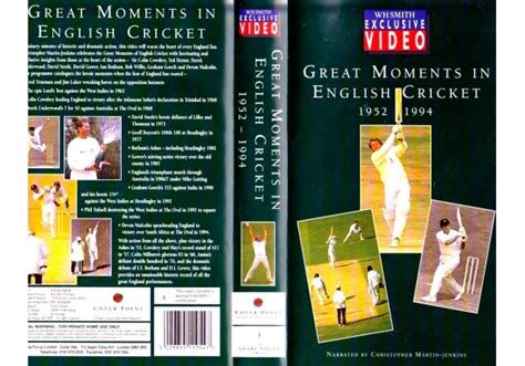 Great Moments In English Cricket 1952 1994 On Wh Smith Video Exclusive