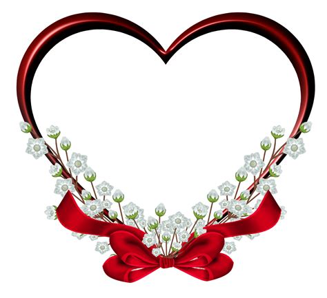 Heart Picture Frame With Red Ribbon And Flowers