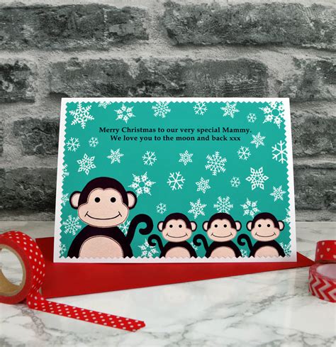 Three Little Monkeys Christmas Card From Children By Jenny Arnott