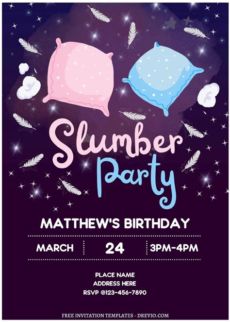 Free Editable Pdf Sparkling Cute Slumber Party Invitation Templates Download Hundreds Free