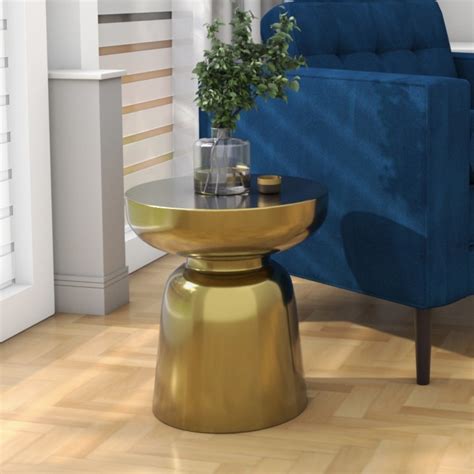 Gold Round Drum Side Table Lux Buyitdirectie