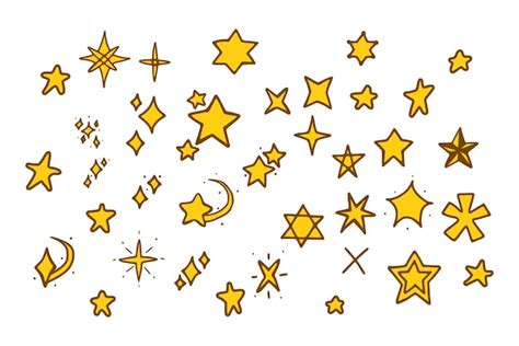 Premium Vector Vector Set Of Stars In Doodle Style Isolated On White