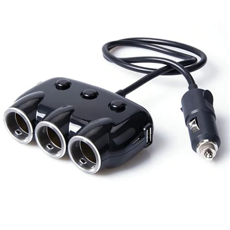 3 way car charger splitter cigarette lighter socket power 2 usb 3 1a port adapter in power