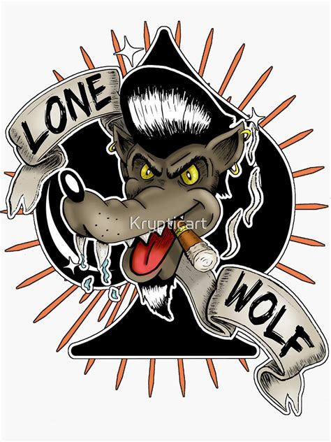 Rockabilly Lone Wolf Sticker For Sale By Krypticart Redbubble