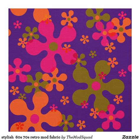 Stylish 60s 70s Retro Mod Fabric Fabric Patterns Flower Patterns Mod