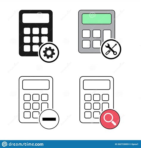 Set Of Calculator Icon Mathematics Web Button Vector Illustration