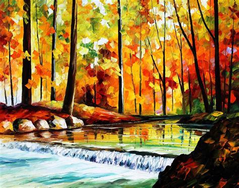 Forest Stream — Palette Knife Oil Painting On Canvas By Leonid Afremov