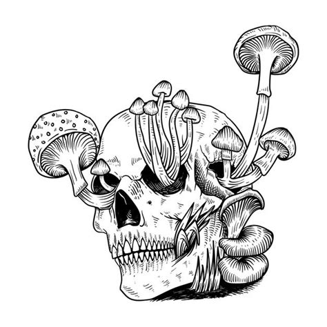 Premium Vector Tattoo And T Shirt Skull Mushroom Mushroom Tattoos