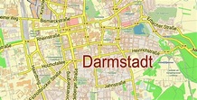 Darmstadt Germany Map Vector City Plan Low Detailed (for small print ...