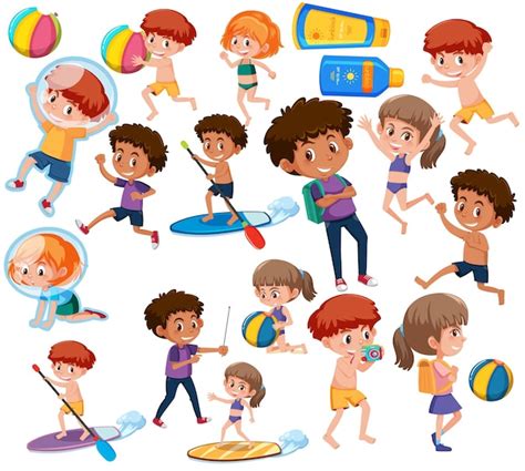 Premium Vector Collection Of Many Kids Doing Different Activities