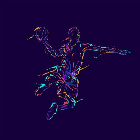 Premium Vector Basketball Player Abstract Line Art Illustration