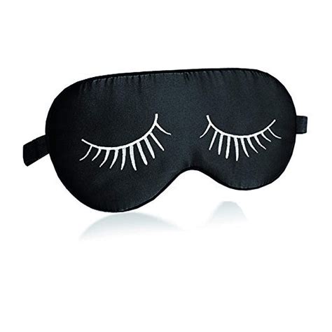 Black Silk Sleeping Mask With Eye Lashes Print Prestige Creations Factory Custom Bags