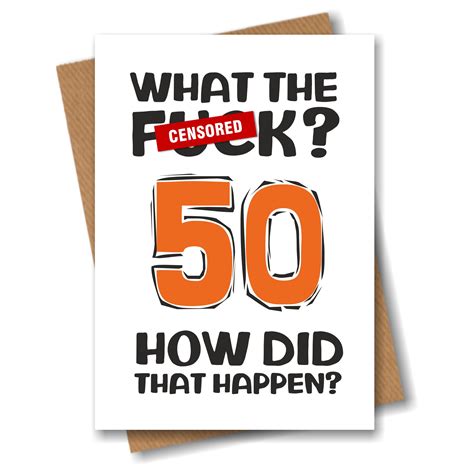 Funny Rude 50th Birthday Card What The 50 How Did That Etsy