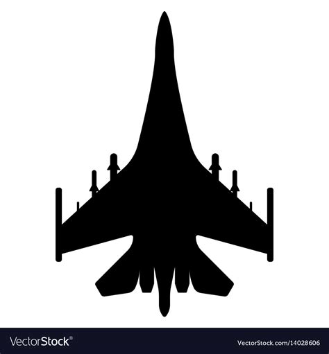 Fighter Aircraft Silhouette Military Equipment Vector Image
