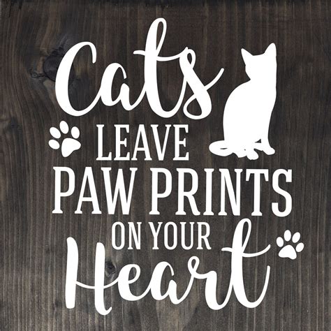 Vintage Wood Sign Cats Leave Paw Prints On Your Heart Wall Etsy