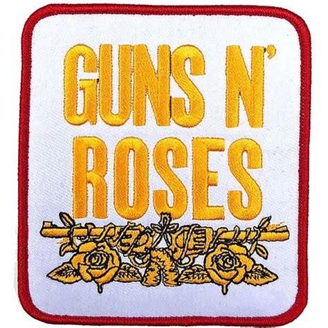 GUNS N ROSES White Stacked Logo Iron Sew Patch Official Rock Band Merch