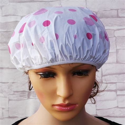 1pc Elastic Waterproof Bath Cap Vinyl Bathing Hair Shower Hat Dust