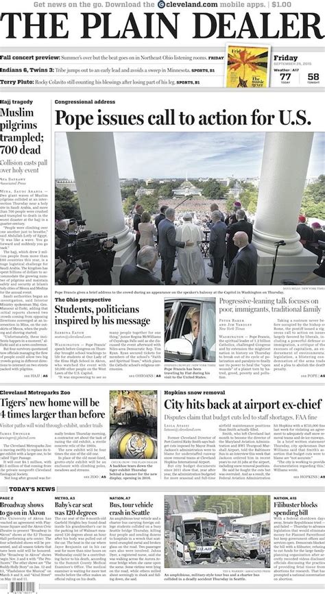 The Plain Dealer's front page for September 25, 2015 - cleveland.com