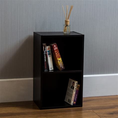 Black 2 Tier Small Bookcase Lounge Furniture Homesdirect365