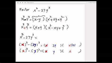 Factoring Difference Of Cubes Youtube