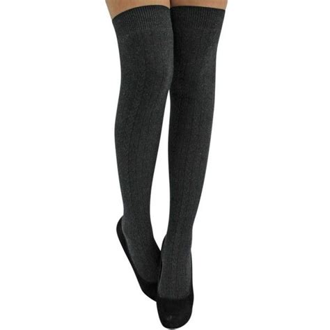 gray cable knit thigh high over the knee socks 11 liked on polyvore featuring intimates