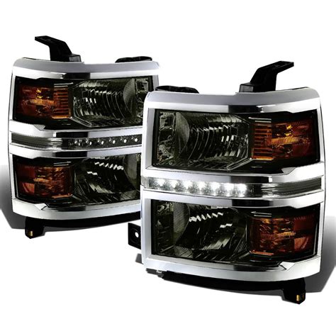 2014 15 Chevy Silverado 1500 Led Strip Replacement Headlights Smoked