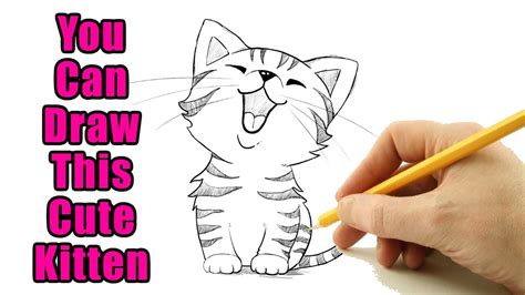 how to draw a cute kitten outline drawing easy kittens step by step sketch to follow for